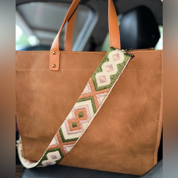 THREADED PEAR CAMEL CAMPBELL TOTE W DESSERT BOHO REMOVABLE CROSSBODY STRAP - Picture 9 of 13
